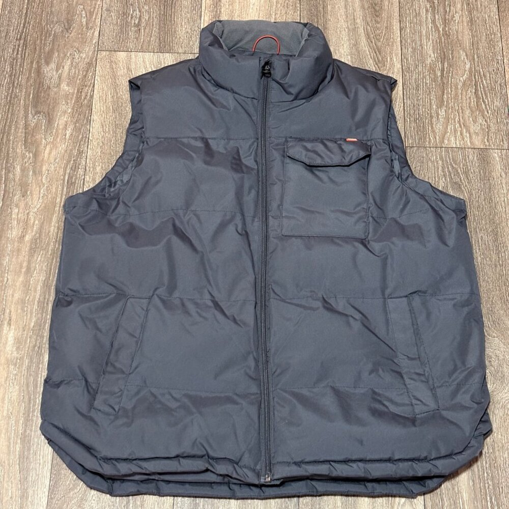 HAWKE & CO MENS PUFFER VEST GRAY FULL ZIP POCKETS OUTFITTER WARM SIZE LARGE